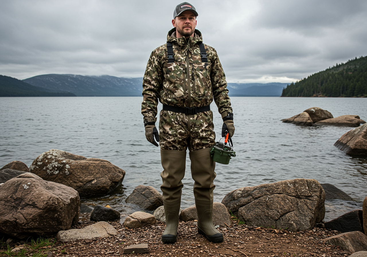 Waterproof camo waders for fishing